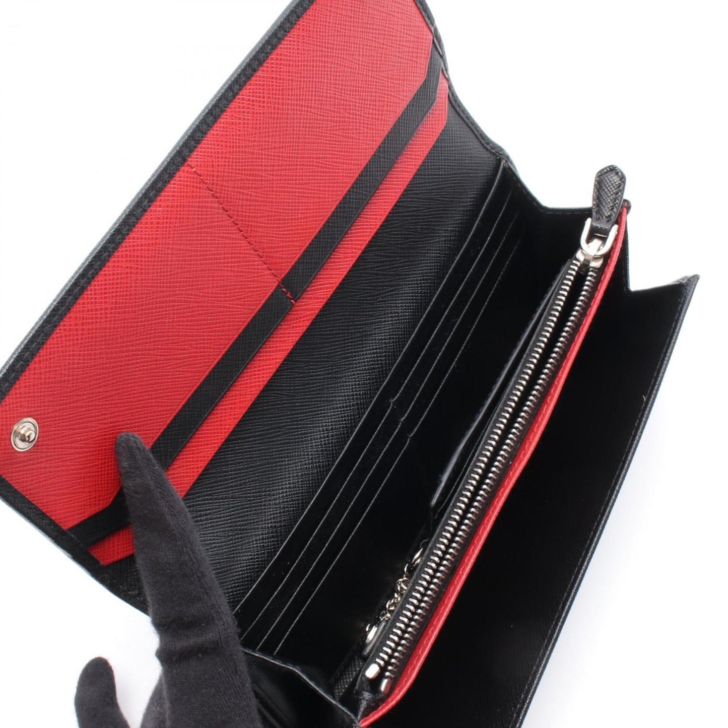 Prada Saffiano Bicolo Bifold Long Wallet