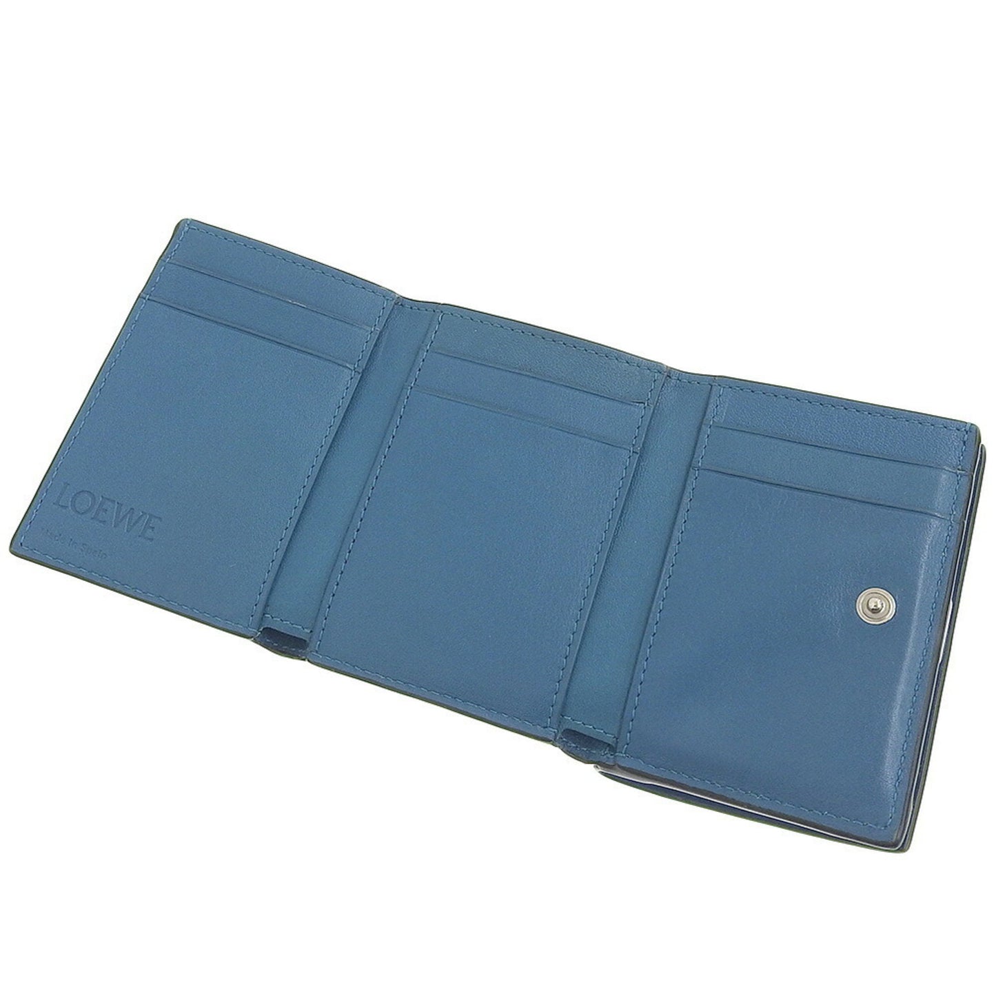 Loewe Anagram Trifold Wallet C821Tr2X02 Double Leather Lagoon Blue