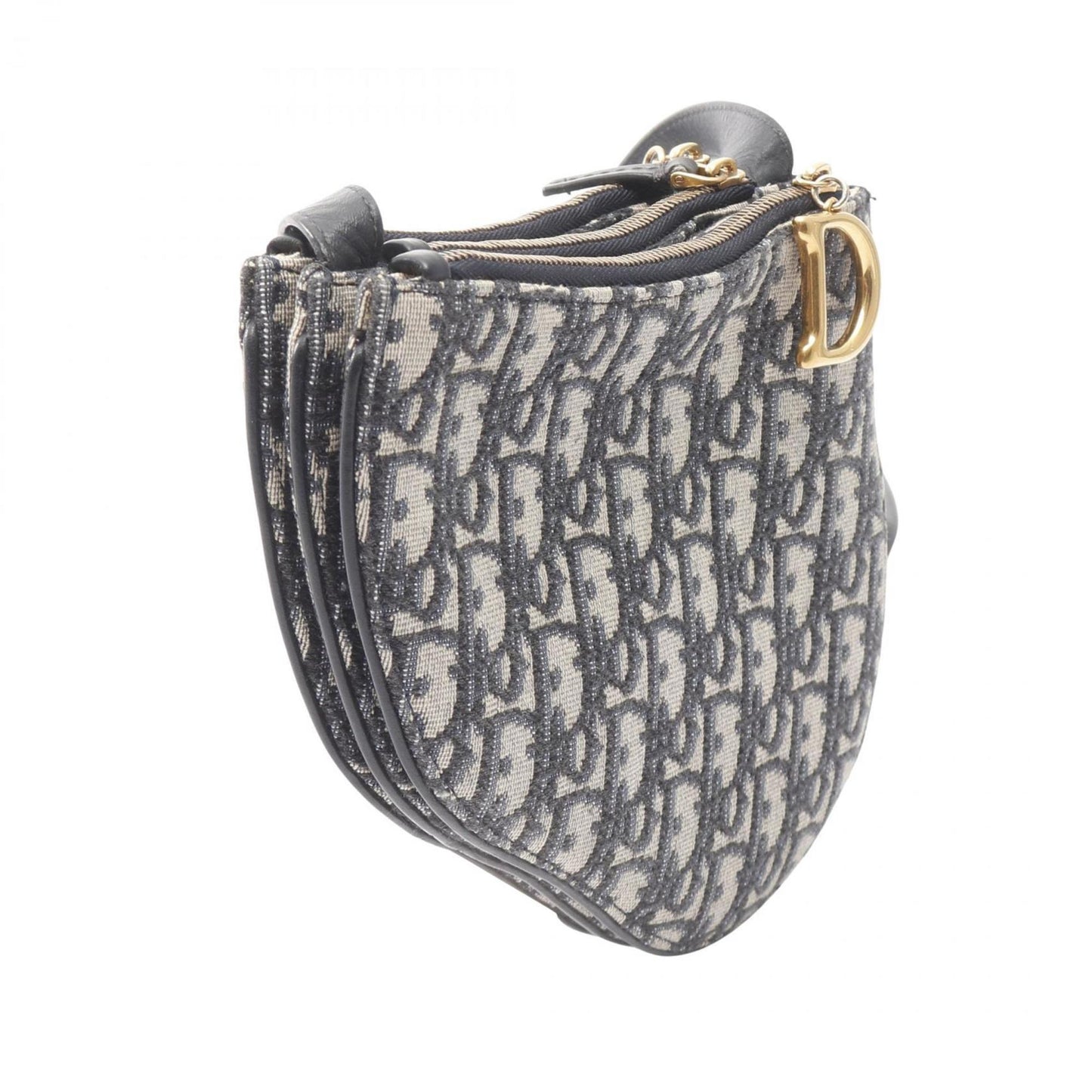 Christian Dior Dior Saddle Bag Oblique Shoulder Canvas Leather