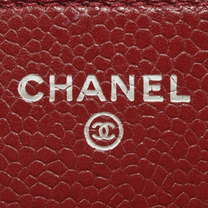 Chanel Coco Mark Matelasse Chain Wallet Caviar Skin A33814 Red