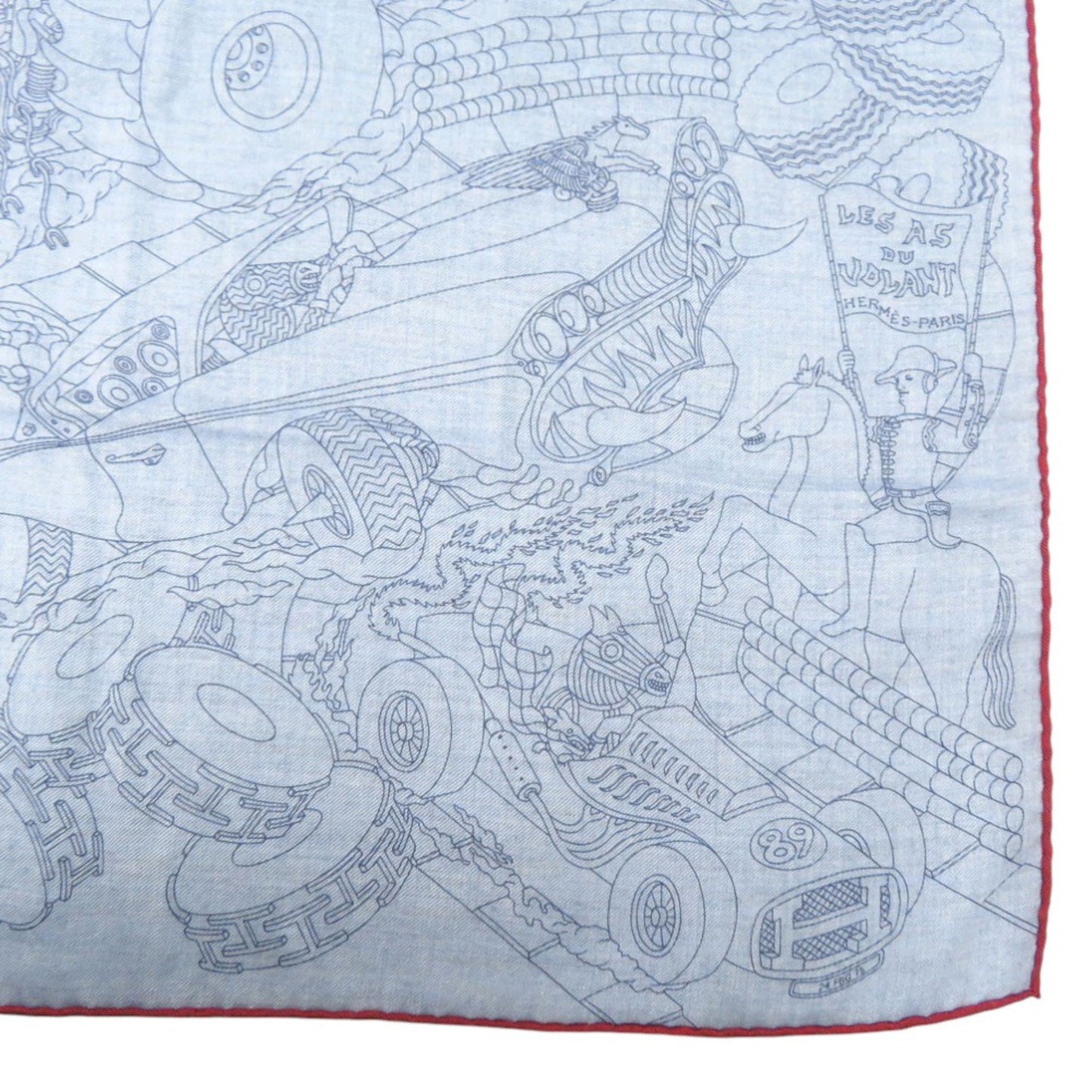 Unused Herms Carr H100 Les As Du Volant Scarf