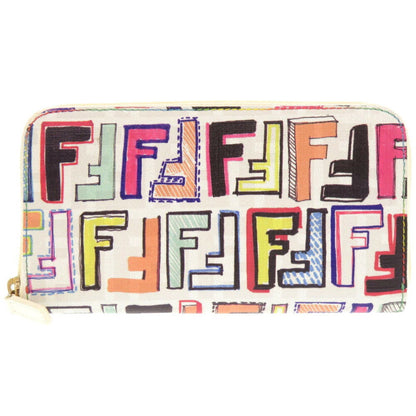 Unused Fendi Ff Zucca 8M0024 Leather White Multicolor Long Wallet 0290 Fendi