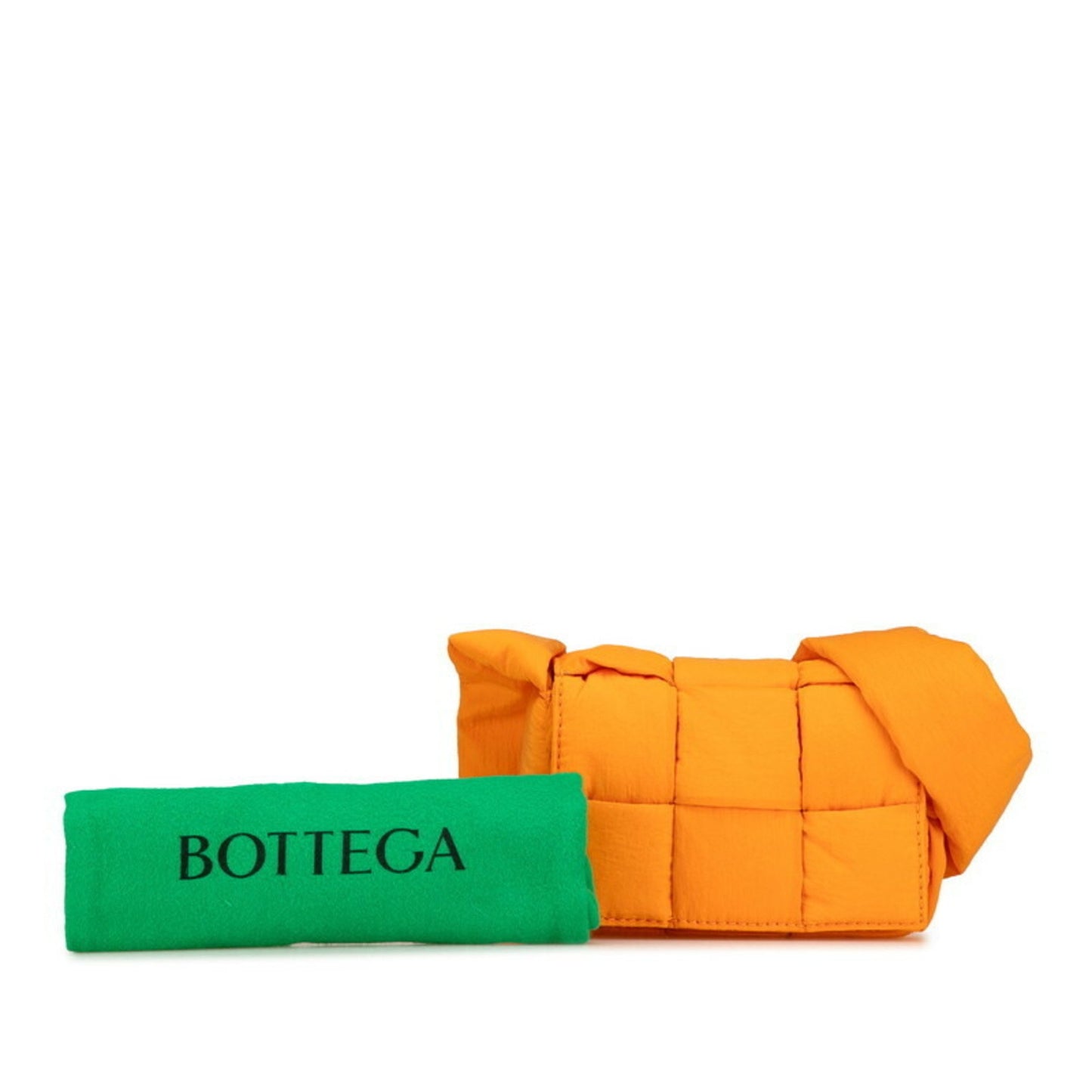 Bottega Veneta Maxi Intrecciato Padded Tech Cassette Shoulder Bag Orange Nylon