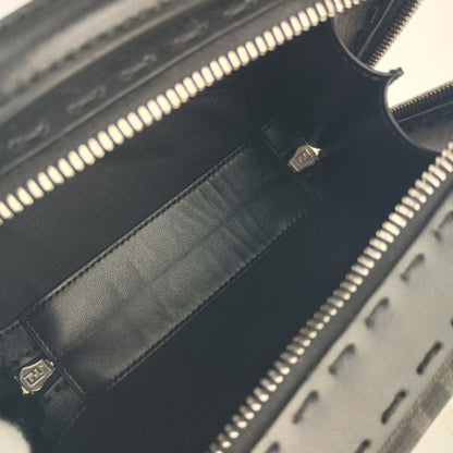 Fendi Zucca Mini Shoulder Bag 7Va552 Grey Black Canvas Leather