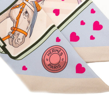 Hermes Twilly Story Scarf Muffler In Blue