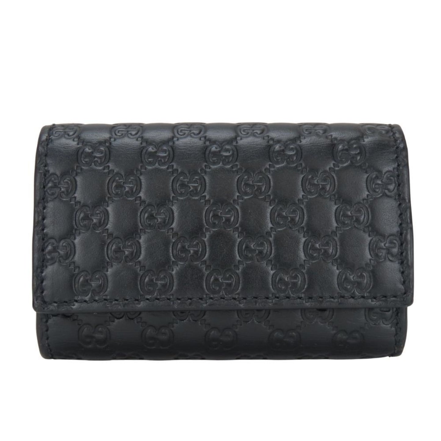 Gucci Key Case 150402 6-Ring Shimmer Leather Black Micro