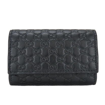 Gucci Key Case 150402 6-Ring Shimmer Leather Black Micro