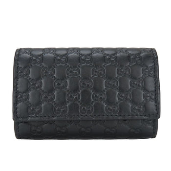 Gucci Key Case 150402 6-Ring Shimmer Leather Black Micro