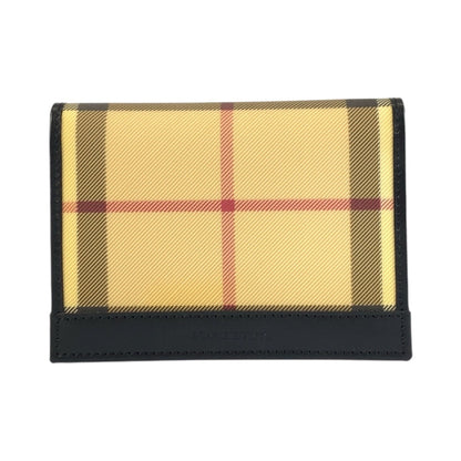 Burberry Check Pattern Beige Black Pvc Card Case Business Holder