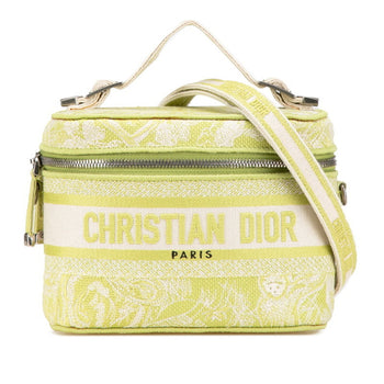Christian Dior Dior Toile Joue D'Hui Vanity Bag Handbag Shoulder Green Jacquard