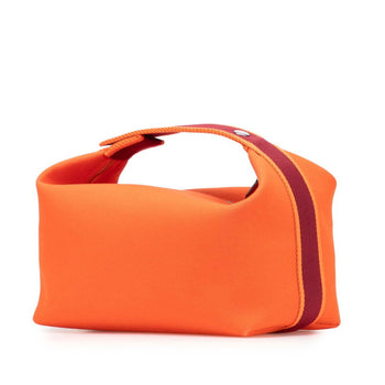 Hermes Herms Bride A Black Gm Handbag In Orange Canvas