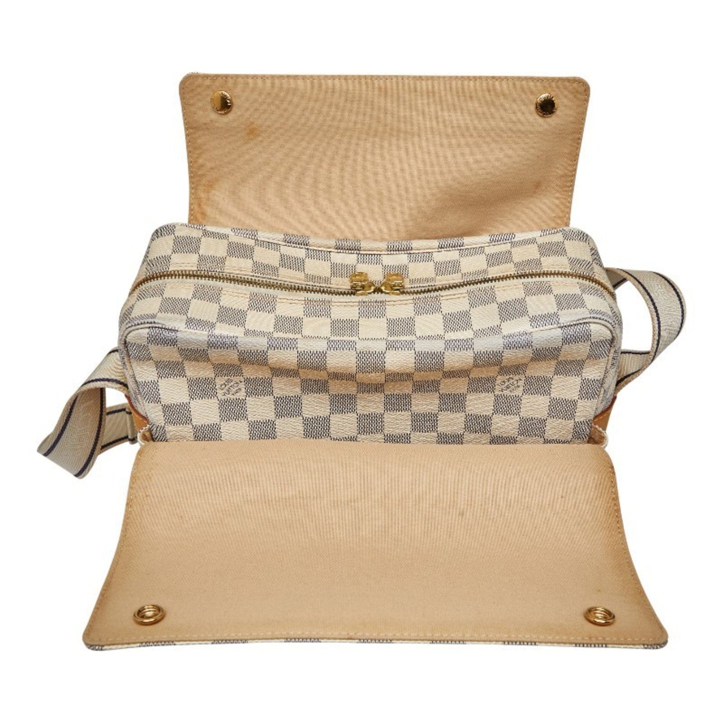 Louis Vuitton Damier Azur Naviglio Shoulder Bag N51189 White Leather