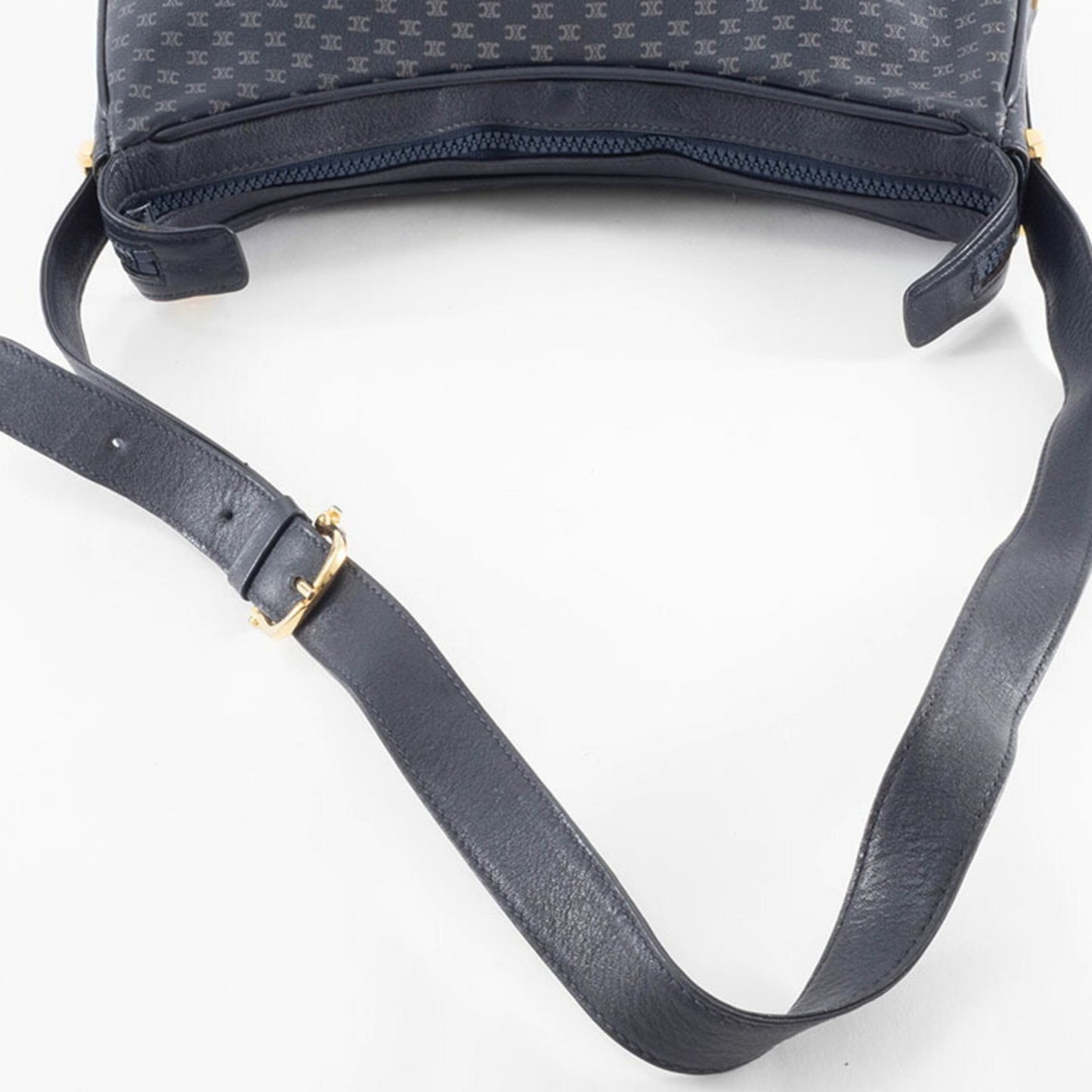 Celine Blason Shoulder Bag In Navy Macadam