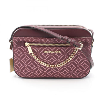Michael Kors Jet Set Large Metallic Logo Jacquard Crossbody Bag Shoulder Leather