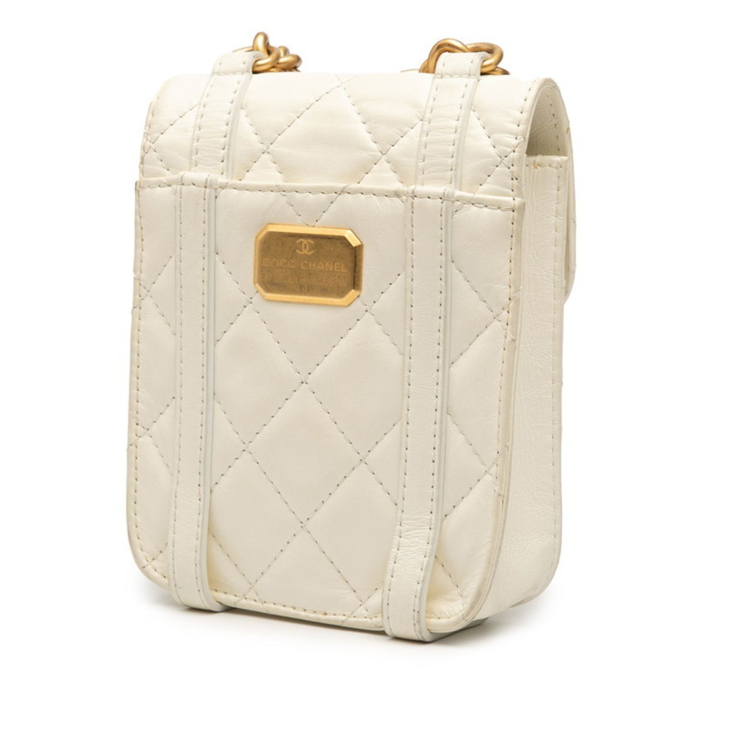 Chanel Matelasse Mini Flap Bag Shoulder White Lambskin