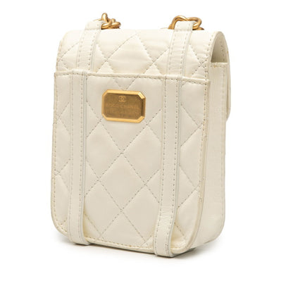 Chanel Matelasse Mini Flap Bag Shoulder White Lambskin