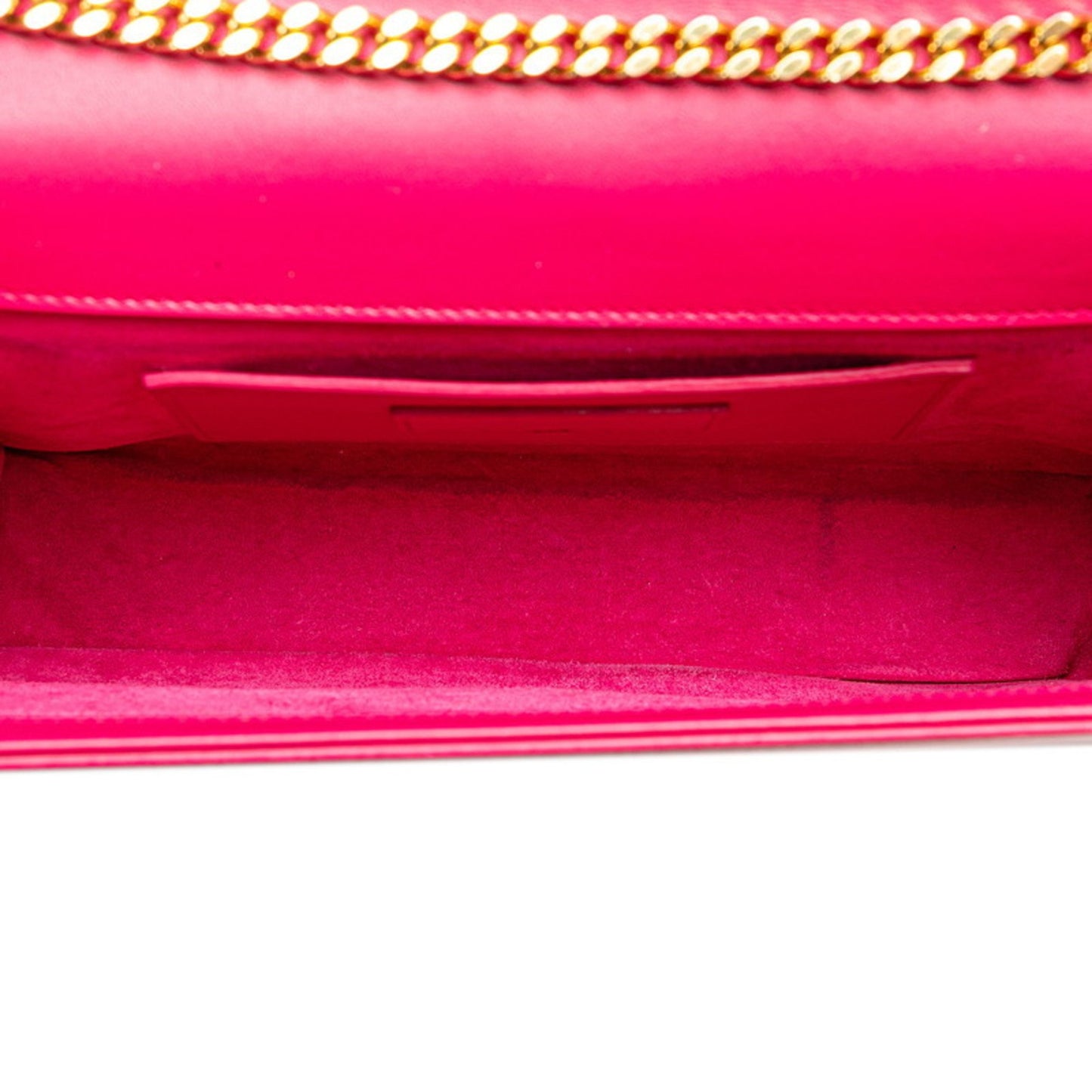 Saint Laurent Logo Tassel Chain Shoulder Bag In Pink Leather
