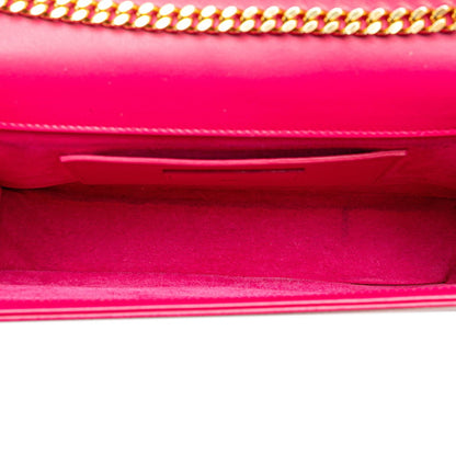 Saint Laurent Logo Tassel Chain Shoulder Bag In Pink Leather