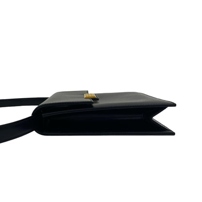Christian Dior Vintage Cd Logo Hardware Leather Shoulder Bag/Pochette/Sacoche Black 23-10