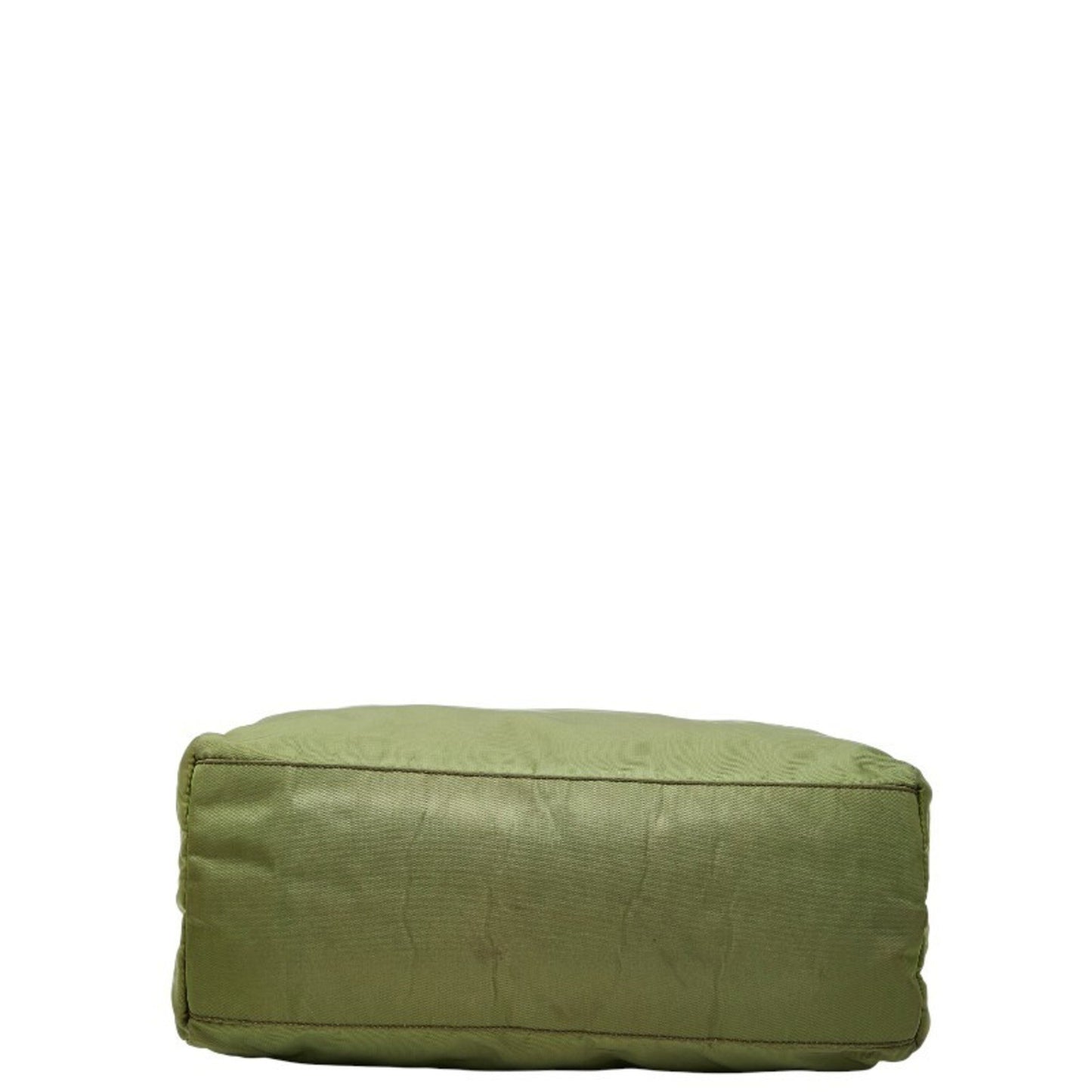 Prada Triangle Logo Plate Tote Bag Green Nylon