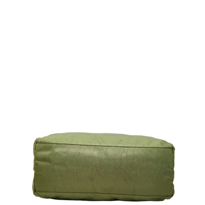 Prada Triangle Logo Plate Tote Bag Green Nylon