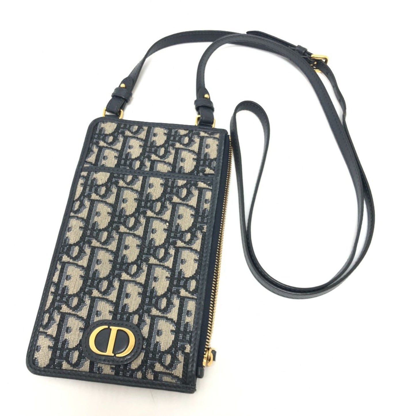 Christian Dior Phone Case Wallet Crossbody Shoulder Bag Shoulder Bag Navy Goldhardware