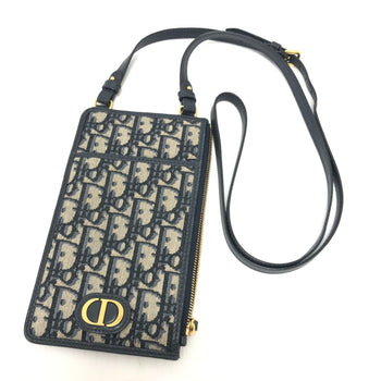 Christian Dior Phone Case Wallet Crossbody Shoulder Bag Shoulder Bag Navy Goldhardware