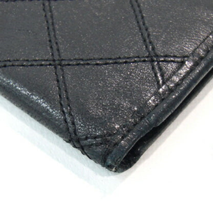 Chanel Bi-Fold Long Wallet Bicolor Black Leather Old Chanel