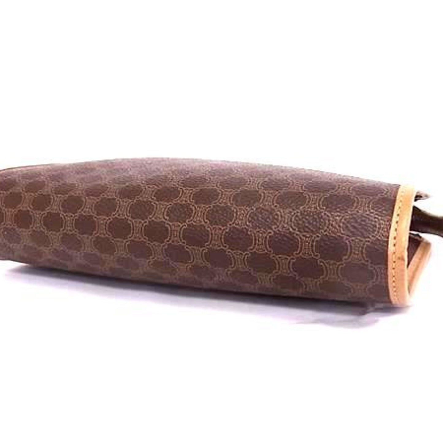 Celine M12 Macadam Clutch Bag In Brown Leather