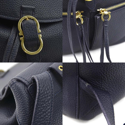 Salvatore Ferragamo Backpack Gancini Leather Navy Gold