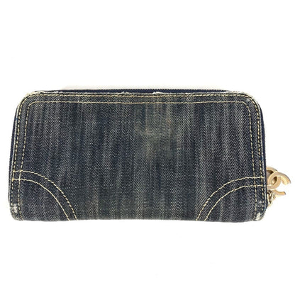 Chanel A31900 Sparkling Denim Cc Coco Mark Logo Long Wallet Round Zipper