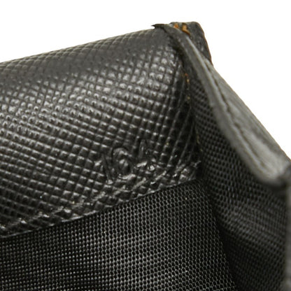 Prada Triangle Logo Plate Long Wallet Black Leather