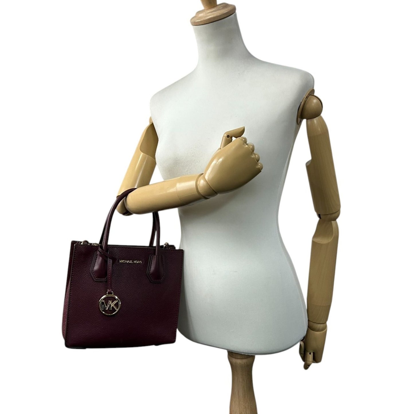 Michael Kors 2-Way Handbag/Shoulder Bag In Bordeaux Leather