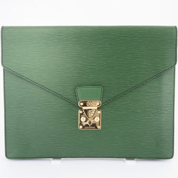 Louis Vuitton Porte-Document Senator Case Clutch Bag M54455 Epi Leather Green