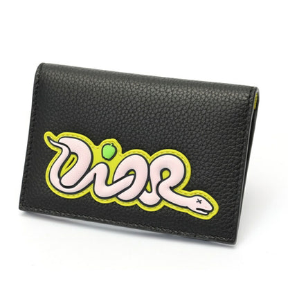 Christian Dior Dior Kaws Collaboration Snake Card Holder/Card Case In Black Leather (S-159264) -