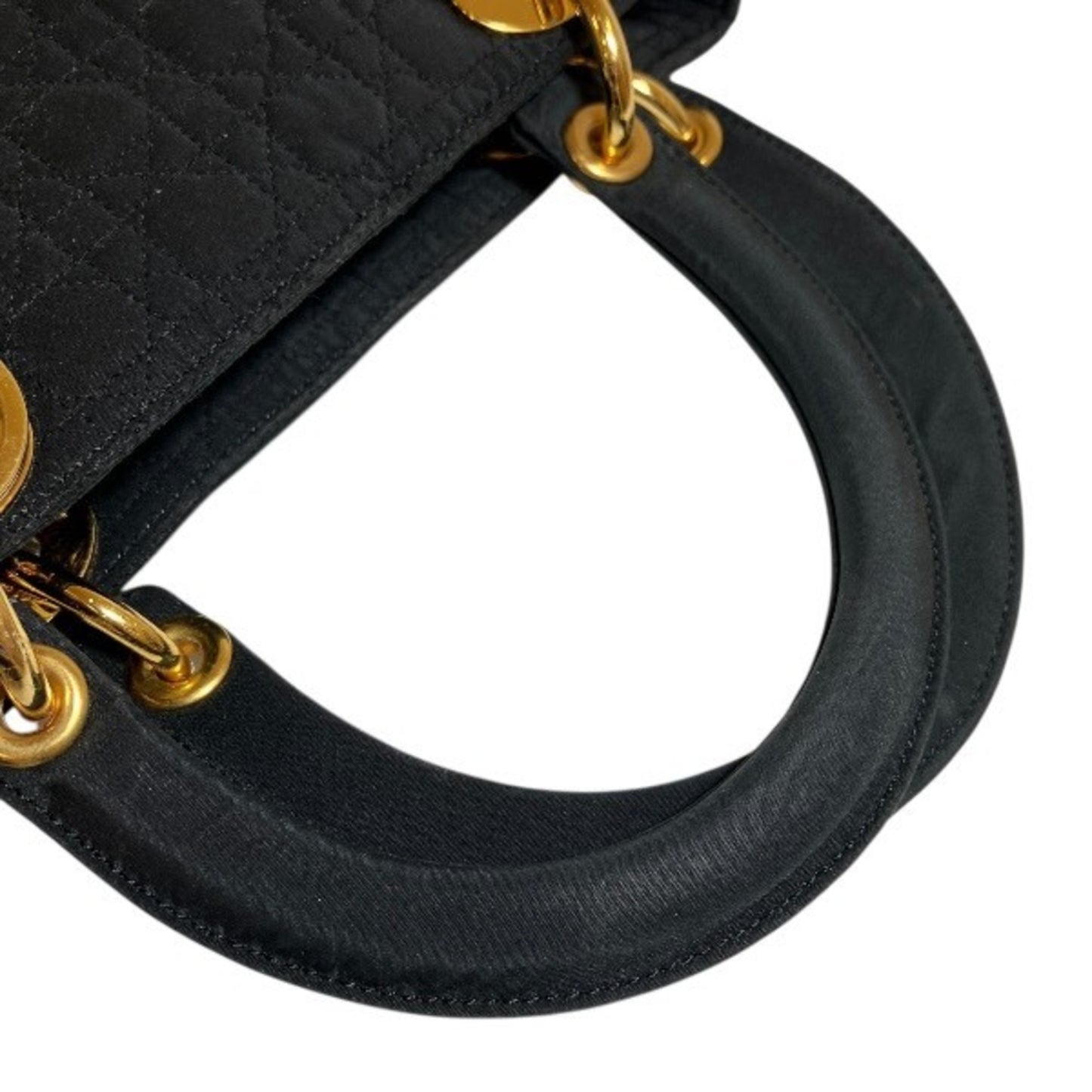 Christian Dior Dior Cannage Lady Black Canvas Bag Handbag