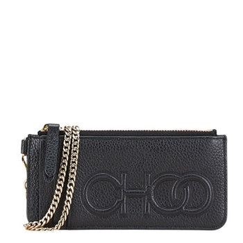 Jimmy Choo Coin Case Card Black Leather