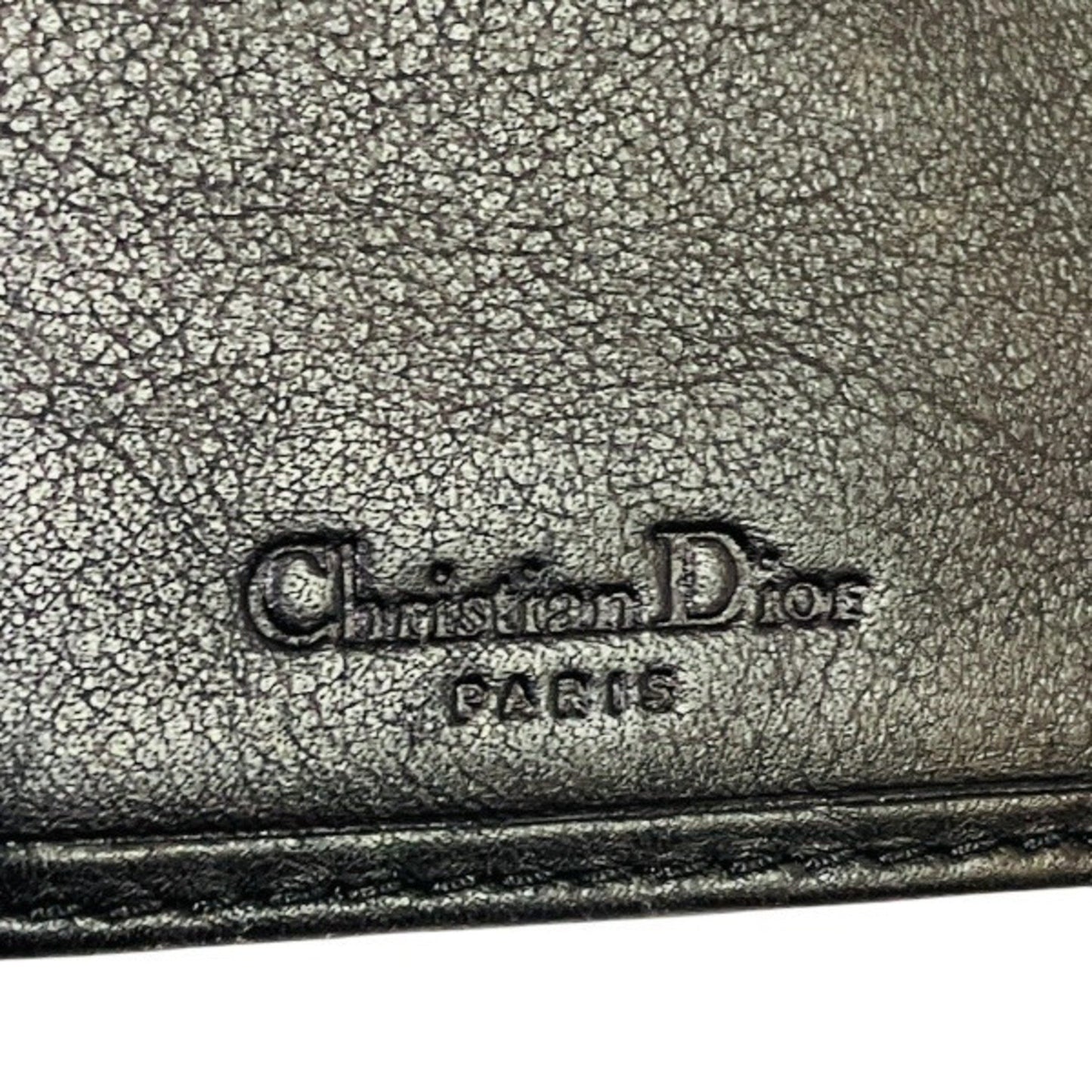 Christian Dior Dior Trotter Saddle D Charm Black Long Wallet Tri-Fold