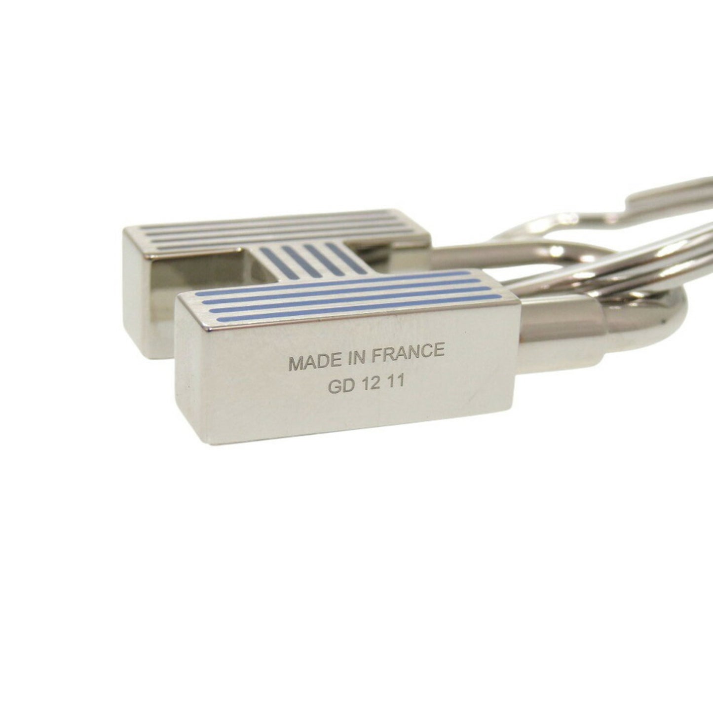 Like New Hermes Quiz Rainbow Kanade 077309Fp Metal Silver Blue Keychain 1085Hermes
