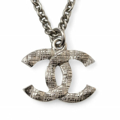Chanel Necklace Pendant 2Way Chanel Coco Mark Cc Rhinestone Pearl Motif Silver 20A