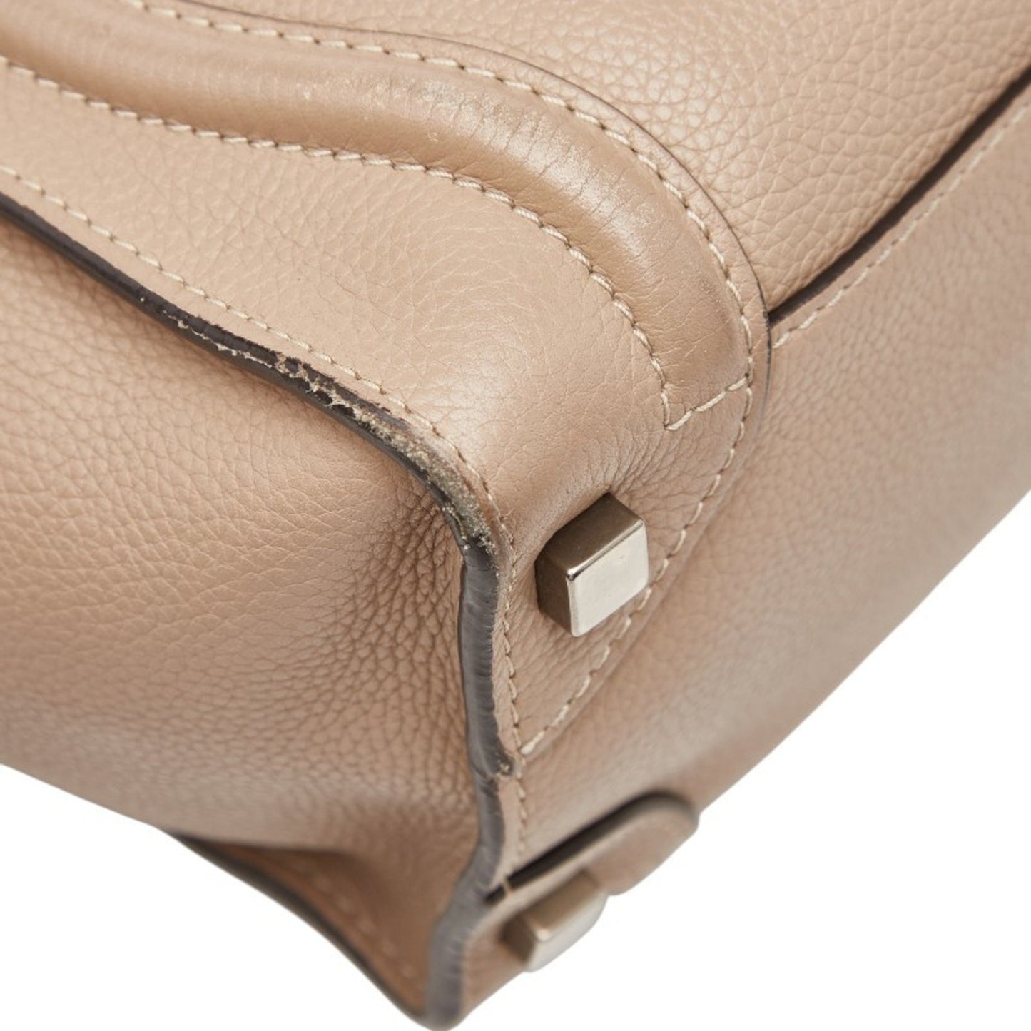 Celine Luggage Micro Shopper Handbag In Beige Leather