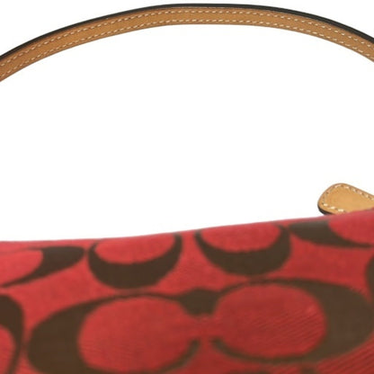 Coach Signature Mini Pouch Shoulder Bag 6094 In Red Leather