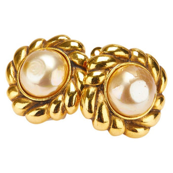 Chanel Pearl Earrings Gold Plated