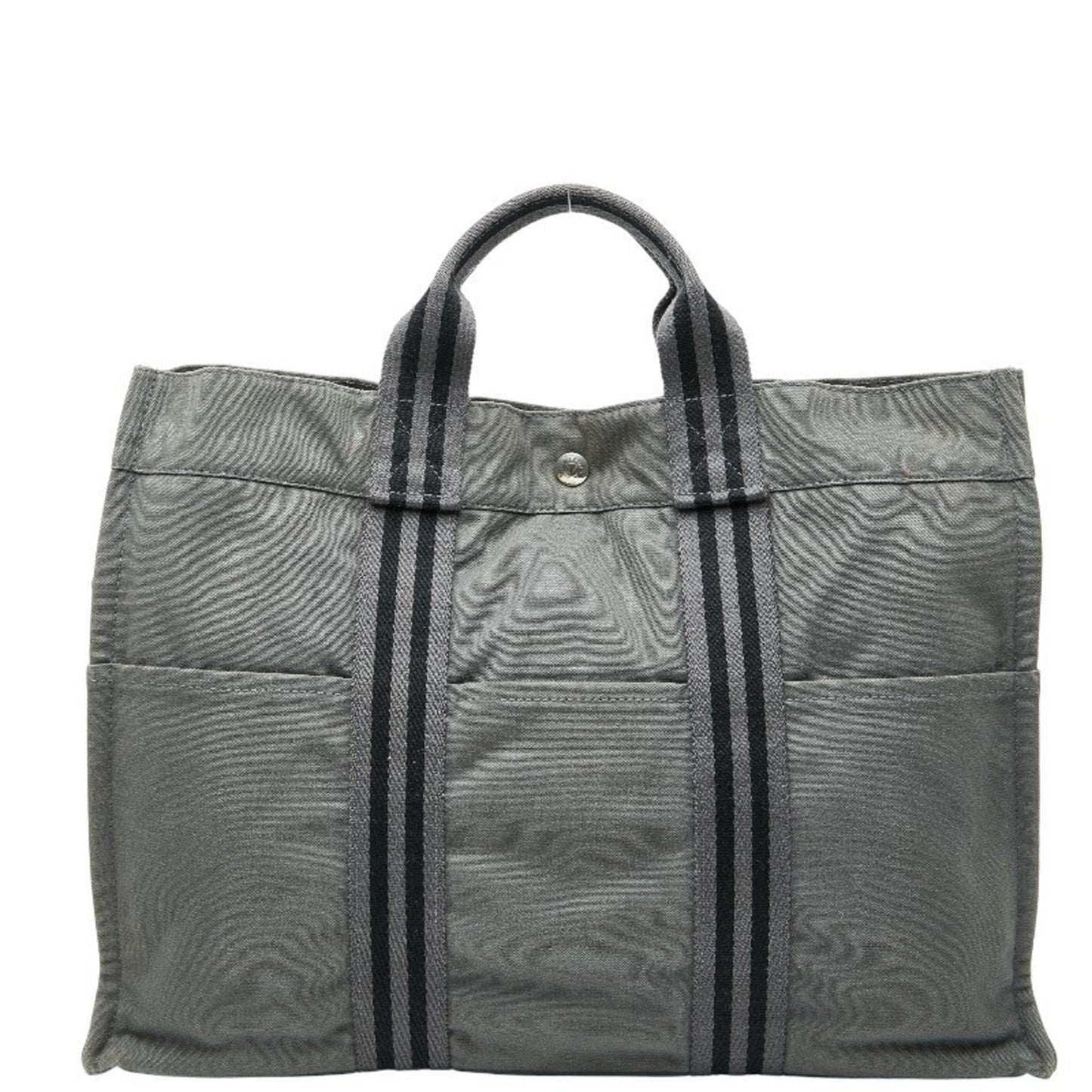 Hermes Foule Tote Mm Handbag Bag Gray Black Canvas