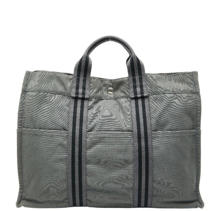 Hermes Foule Tote Mm Handbag Bag Gray Black Canvas
