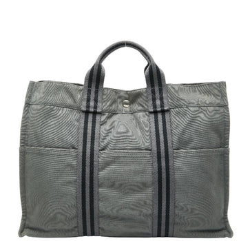 Hermes Foule Tote Mm Handbag Bag Gray Black Canvas