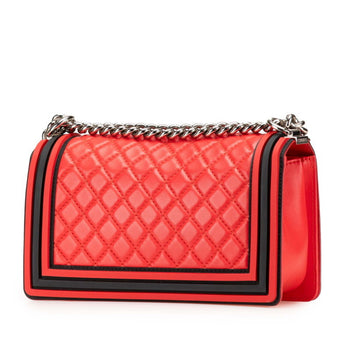 Chanel Boy Chanel Coco Mark Chain Shoulder Bag In Red