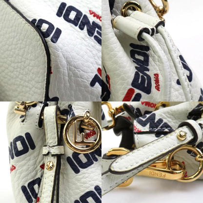 Fendi Handbag Shoulder Bag Montresor Leather Metal White Gold