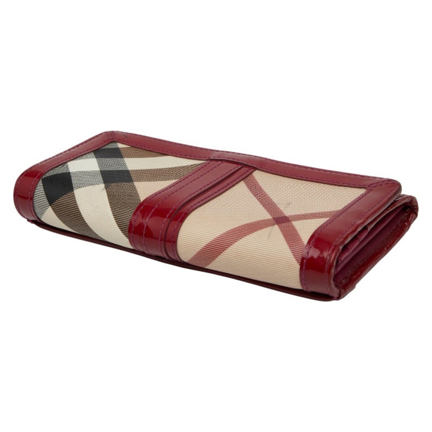 Burberry Nova Check Long Wallet In Red