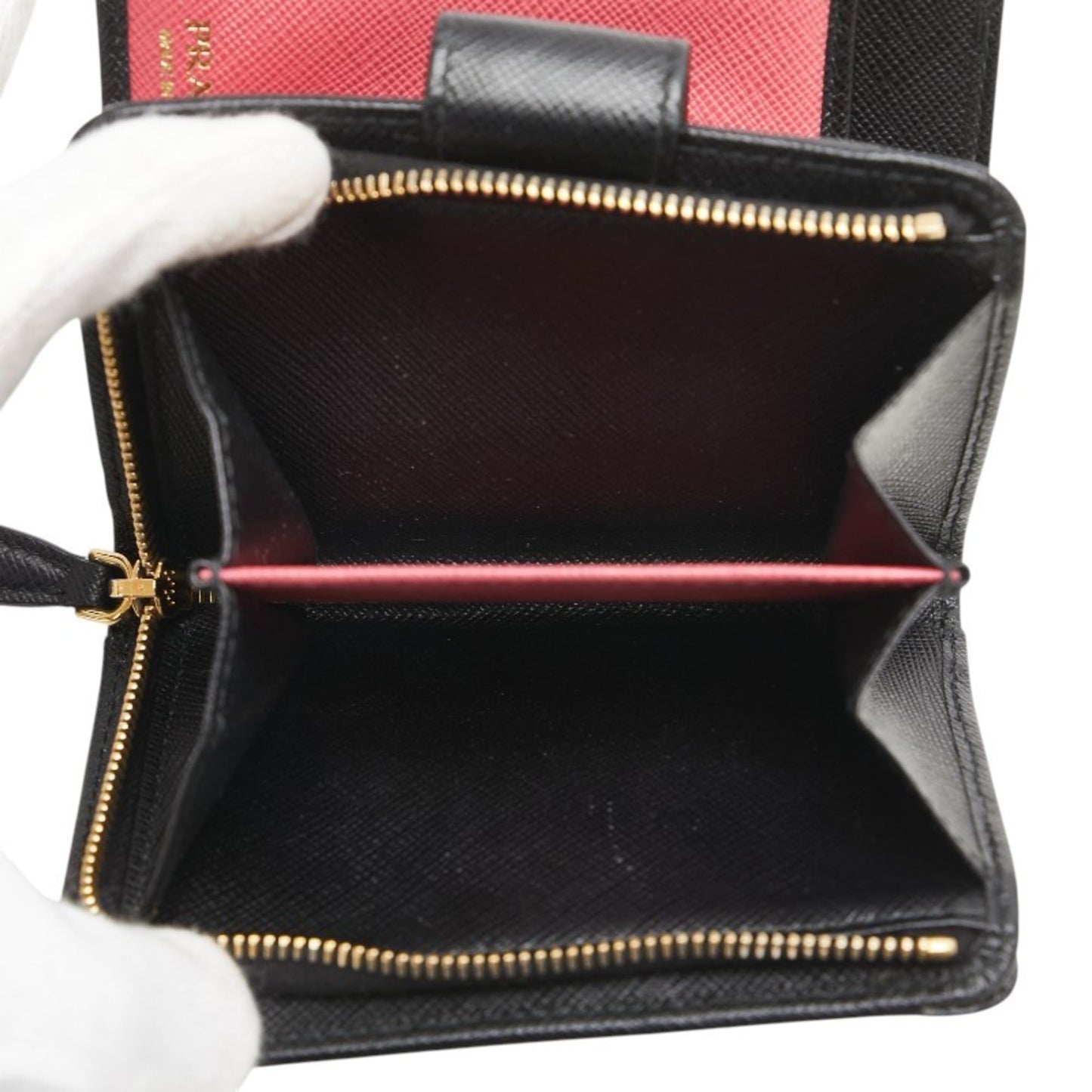 Prada Saffiano Bifold Wallet 1Ml018 Black Leather